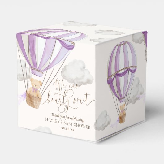 Bearly Wait Teddybeer Heet Luchtballon Baby Shower Bedankdoosjes (Achterkant)