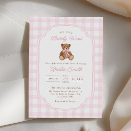 Bearly Wait Teddybeer Meisje Baby Shower Kaart