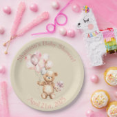Bearly Wait - Teddybeer met ballonnen Papieren Bordje (Feest)