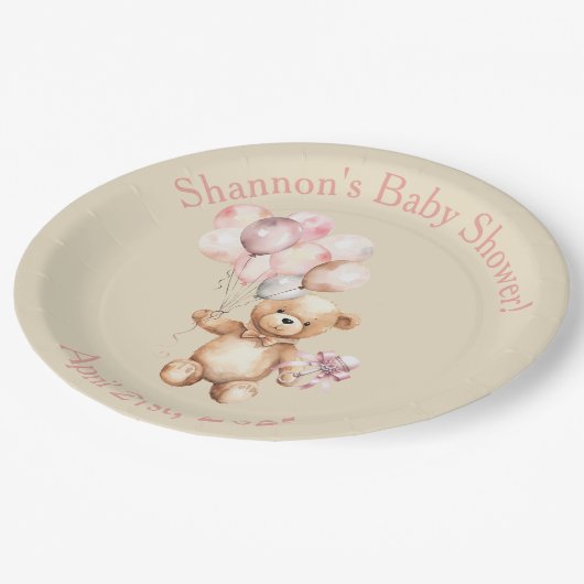 Bearly Wait - Teddybeer met ballonnen Papieren Bordje (Gekanteld)