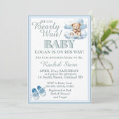 Bearly Wait - Teddybeer op een wolk Baby shower Kaart (Staand voorkant)
