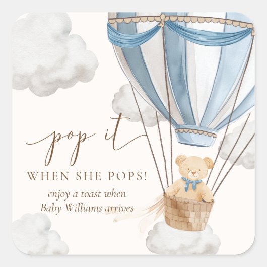 Bearly Wait Teddybeer Pop Het Als Ze Popt Vierkante Sticker (Voorkant)