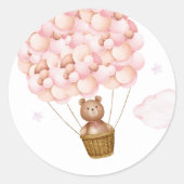Bearly Wait Teddybeer Roze Meisje Baby Shower Favo Ronde Sticker (Voorkant)