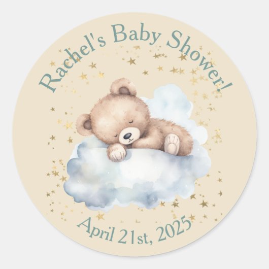 Bearly Wait - Teddybeer slaapt in de wolken Ronde Sticker (Voorkant)