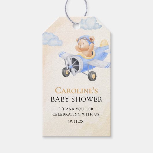 Bearly Wait Vliegende Beer Waterverf Bedankt Cadeaulabel (Voorkant)