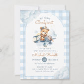 Bearly Wait Vliegtuig Teddy Bear Boy Baby shower Kaart (Voorkant)