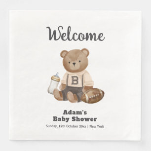 Bearly Wait Voetbal Sport Baby Shower Welkom Servet