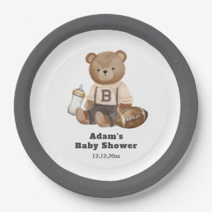 Bearly Wait Voetbal Sport Jongen Baby Shower Papieren Bordje