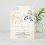 Bearly Wait Waterverf Teddy Bear Flying Baby Show Kaart (Staand voorkant)