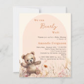 Bearly wait wildflower arch Baby shower uitnodigin (Voorkant)