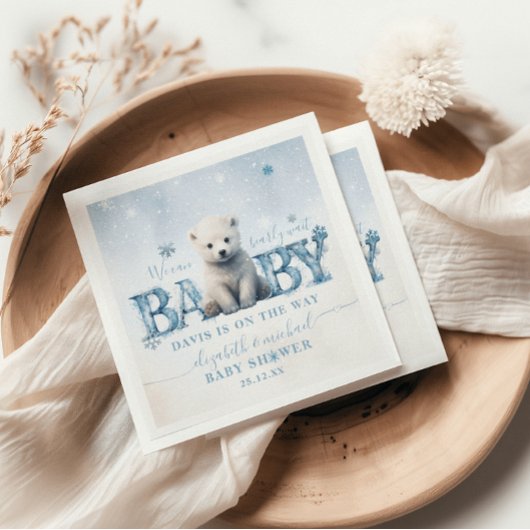 Bearly Wait Winter Modern Polar Beer Baby shower Servet