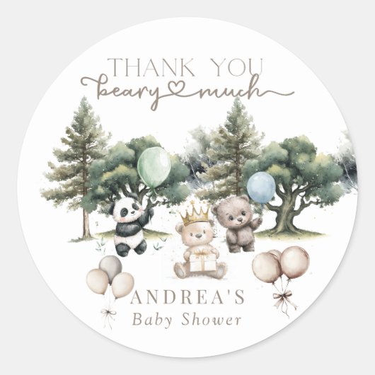 Bearly Wait Woodland Beer Baby shower Ronde Sticker (Voorkant)