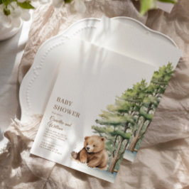 Bearly Wait Woodland Teddy Bear Baby shower Kaart