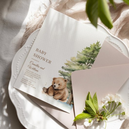 Bearly Wait Woodland Teddy Bear Baby shower Kaart