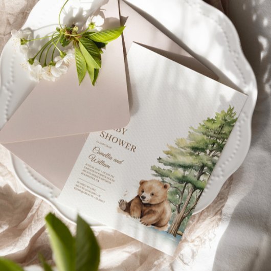 Bearly Wait Woodland Teddy Bear Baby shower Kaart