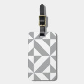 Bearm grijs geometrisch decomgrenzingspatroon bagagelabel (Voorkant verticaal)