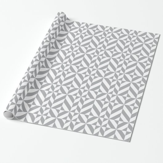 Bearm grijs geometrisch decomgrenzingspatroon cadeaupapier (Uitgerold)