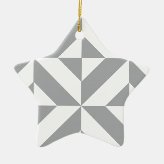 Bearm grijs geometrisch decomgrenzingspatroon keramisch ornament (Voorkant)