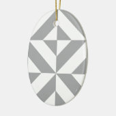 Bearm grijs geometrisch decomgrenzingspatroon keramisch ornament (Links)