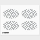 Bearm grijs geometrisch decomgrenzingspatroon ovale sticker (Vel)