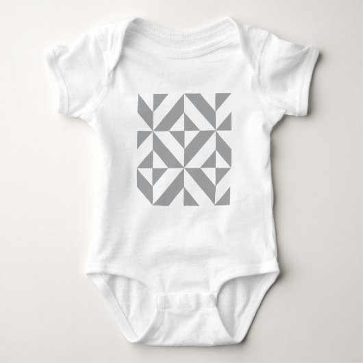 Bearm grijs geometrisch decomgrenzingspatroon romper (Voorkant)