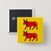Bearn, Franse vlag Vierkante Button 5,1 Cm (Voorkant /achterkant)