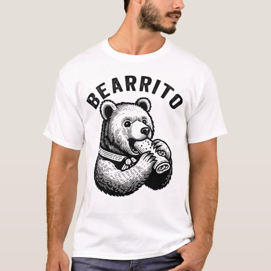 Bearrito Bear Eating a Burrito, Mexican Food T-shirt (Voorkant)