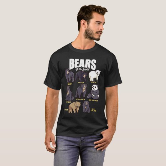 Bears Animals of the World Wildlife Zoo Animal Bea T-shirt (Voorkant volledig)