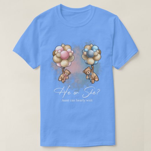 Bears Balloons Aunt Can Bearly Wait Gender Reveal T-shirt (Design voorkant)