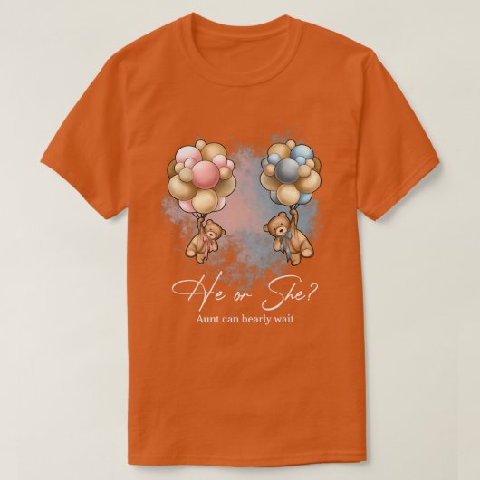 Bears Balloons Aunt Can Bearly Wait Gender Reveal T-shirt (Design voorkant)