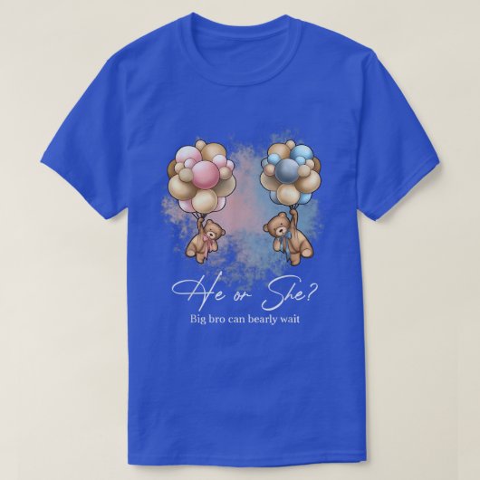 Bears Balloons Big Bro Can Bearly Wait Gender Reve T-shirt (Design voorkant)