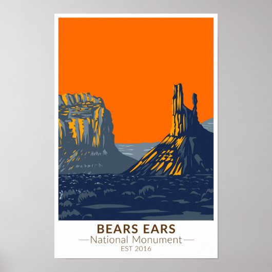 Bears Ears National Monument Utah Retro Poster (Voorkant)
