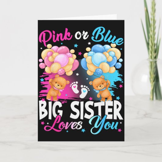 Bears Nk Or Blue Big Sister Loves You Gender Revea Kaart (Voorkant)