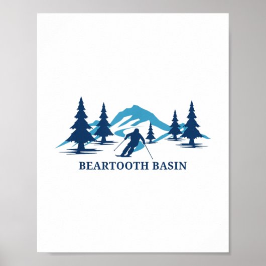 Beartooth Basin Wyoming Ski Resort Skiën Skier T- Poster (Voorkant)