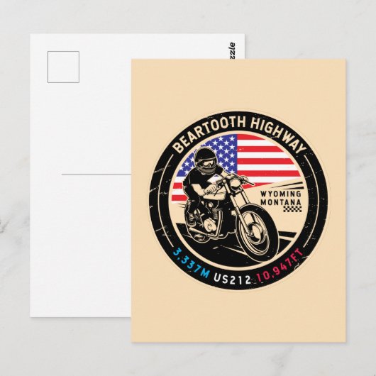 Beartooth Highway All American Road Motorcycle Briefkaart (Voorkant / Achterkant)
