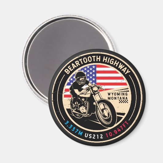 Beartooth Highway All American Road Motorcycle Magneet (Voorkant / Achterkant)