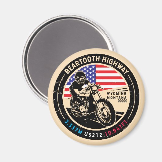 Beartooth Highway All American Road Motorcycle Magneet (Voorkant / Achterkant)