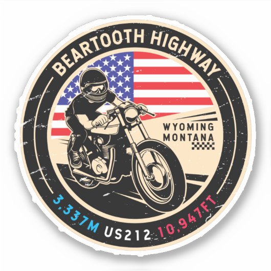 Beartooth Highway All American Road Motorcycle Sticker (Voorkant)