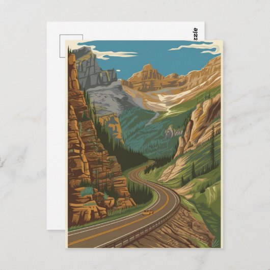 Beartooth Highway Illustratie Briefkaart (Voorkant / Achterkant)