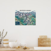 Beartooth Highway Kaart Poster (Keuken)