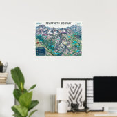 Beartooth Highway Kaart Poster (Thuiskantoor)