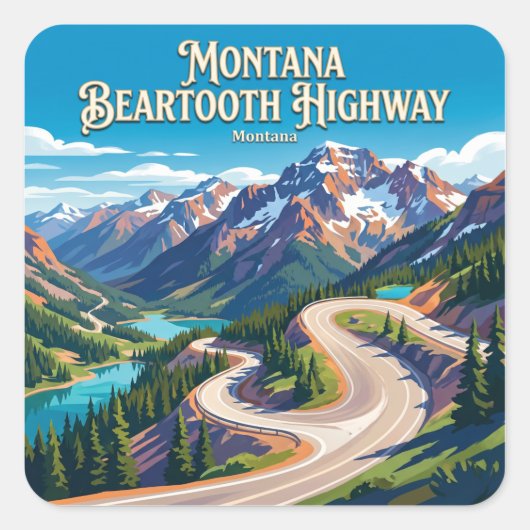 Beartooth Highway Montana Vierkante Sticker (Voorkant)