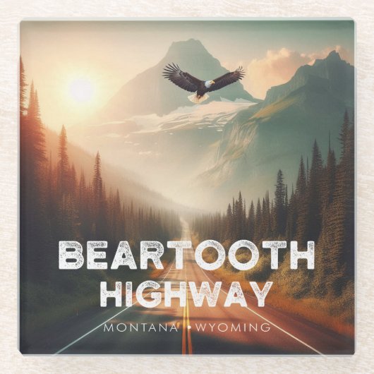 Beartooth Highway Montana Wyoming Eagle Glazen Onderzetter (Voorkant)