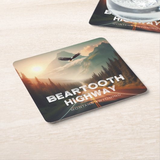 Beartooth Highway Montana Wyoming Eagle Kartonnen Onderzetters (Schuin)