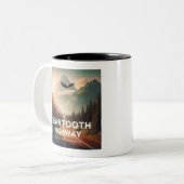 Beartooth Highway Montana Wyoming Eagle Tweekleurige Koffiemok (Voorkant links)