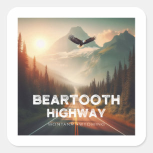 Beartooth Highway Montana Wyoming Eagle Vierkante Sticker