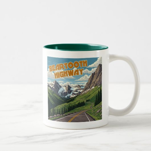 Beartooth Highway Montana Wyoming landschap Tweekleurige Koffiemok (Rechts)