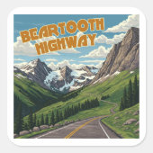 Beartooth Highway Montana Wyoming landschap Vierkante Sticker (Voorkant)