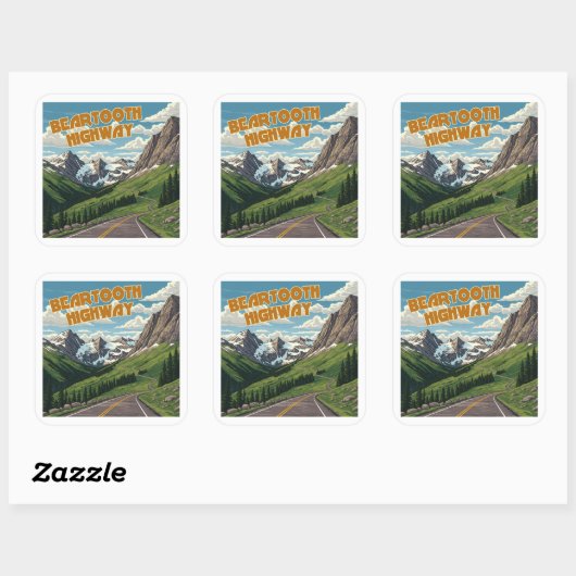 Beartooth Highway Montana Wyoming landschap Vierkante Sticker (Vel)