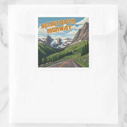 Beartooth Highway Montana Wyoming landschap Vierkante Sticker (Tas)